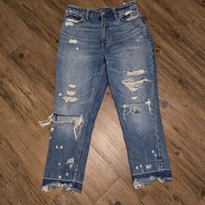 Abercrombie & Fitch Annie High Rise Girlfriend Jeans Distressed